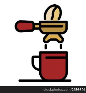 Coffee holder and cup icon. Outline coffee holder and cup vector icon color flat isolated. Coffee holder and cup icon color outline vector