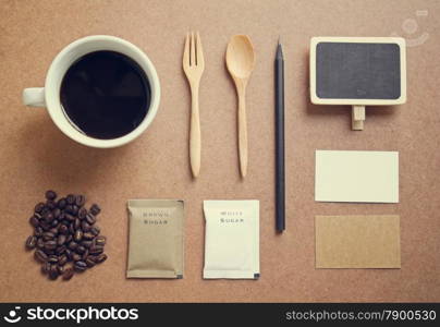 Coffee identity mockup set with retro filter effect