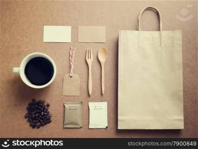 Coffee identity mockup set with retro filter effect