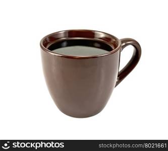 Coffee in brown cup isolated on white background