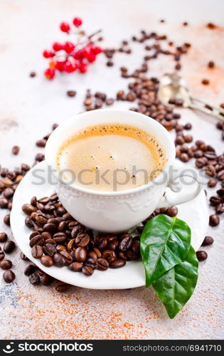 coffee in cup amd on a table
