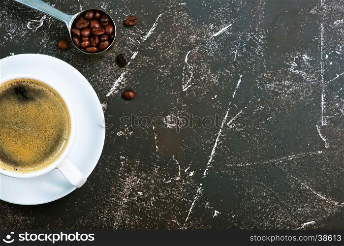 coffee in cup and on a table