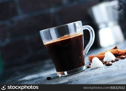 coffee in cup and on a table