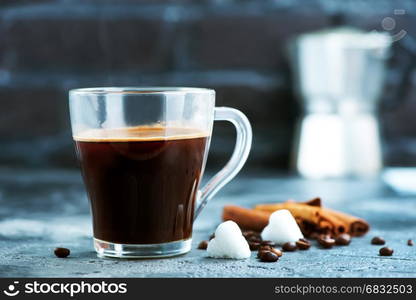 coffee in cup and on a table