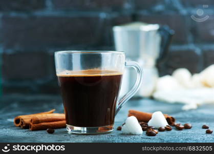 coffee in cup and on a table