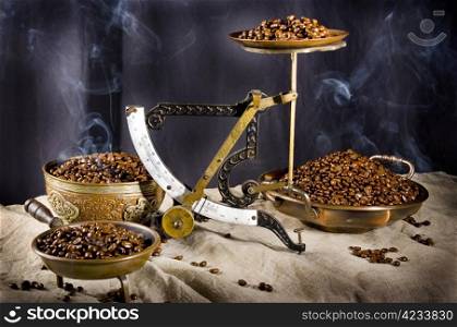 Coffee in grains is used for preparation of a popular and fragrant drink