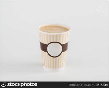 coffee in takeaway paper cup isolated on white background . paper cup for coffee
