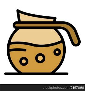 Coffee jug icon. Outline coffee jug vector icon color flat isolated. Coffee jug icon color outline vector