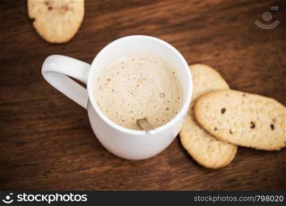 Coffee latte and cookies with white mug and the text i like you a latte , cappuccino. Coffee latte and cookies with white mug and the text i like you a latte