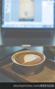 Coffee Latte art, , vintage filtered Images
