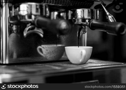 Coffee machine Cafe restaurant Black and white process selective focus photography