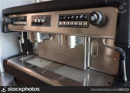 Coffee machine in cafe selective focus