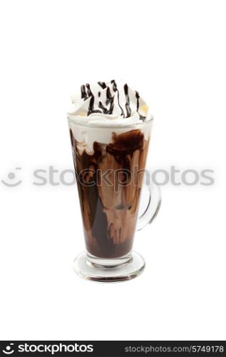 Coffee mocha with whipped cream and chocolate. Coffee mocha