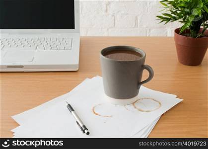 Coffee on desk