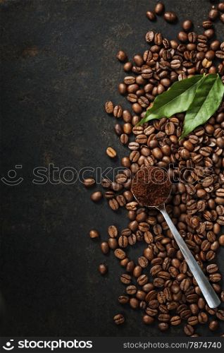 Coffee on grunge dark background