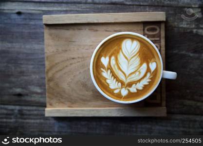 coffee on wood background
