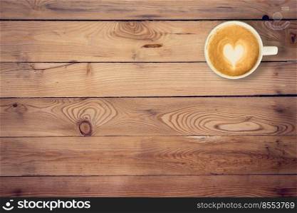 coffee on wood table texture with space for text