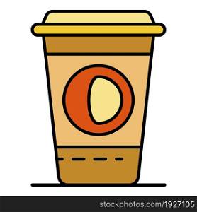 Coffee plastic cup icon. Outline coffee plastic cup vector icon color flat isolated. Coffee plastic cup icon color outline vector