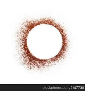 Coffee powder circle isolated on white background. Coffee powder circle on white background