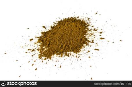 coffee powder on the white background. green coffee powder on the white background