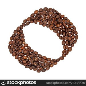 Coffee seeds font, English alphabet of Coffee seeds isolated on white background, Letter O symbol made from Coffee seeds.