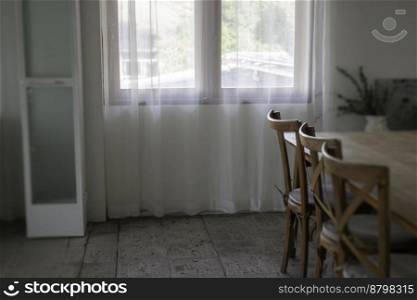 Coffee shop or cafe restaurant wooden interior, stock photo
