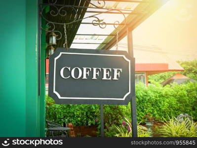 coffee sign hang in front of the coffee shop