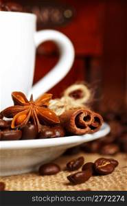 coffee spices - anise stars and cinnamon
