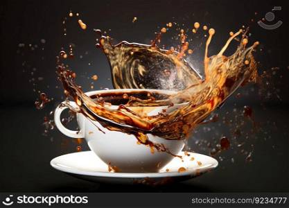 Coffee splash cup food. Mocha drink. Generate Ai. Coffee splash cup food. Generate Ai