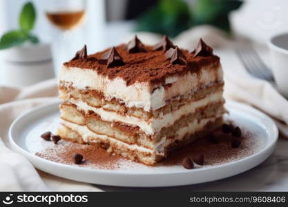 Coffee sponge cake with chocolate and buttercream