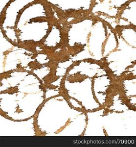 Coffee stains on textile table-cloth