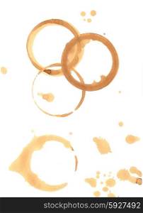 Coffee stains on white background