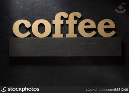 coffee text letters on black background