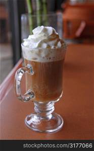 Coffee with alcohol and whipped cream