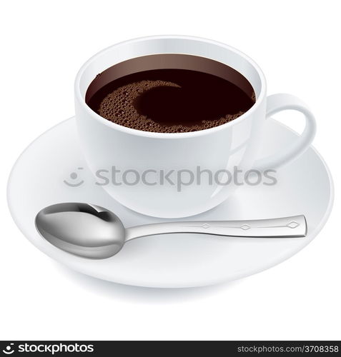 Coffee with spoon. Illustration on white background