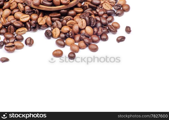 Coffee with spoon on white background
