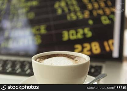 Coffee with the stock market to do business, vintage filtered Images