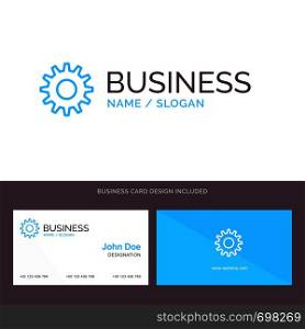 Cog, Gear, Setting Blue Business logo and Business Card Template. Front and Back Design