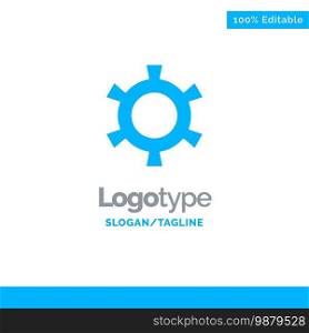 Cog, Gear, Setting Blue Solid Logo Template. Place for Tagline