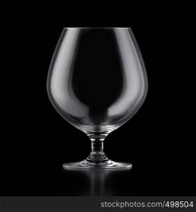 Cognac glass isolated on black background. Cognac glass