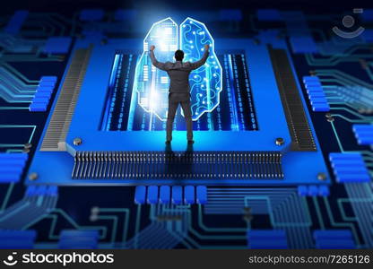 Cognitive computing concept as future technology with businessman. Cognitive computing concept as future technology with businessma