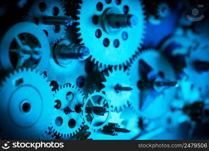 Cogs and gears blue toned