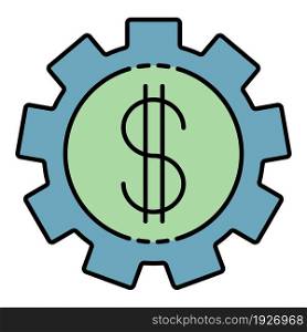 Cogwheel money icon. Outline cogwheel money vector icon color flat isolated. Cogwheel money icon color outline vector