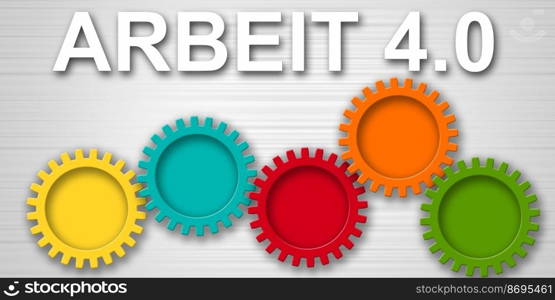Cogwheels forArbeit 4.0 manufacturing technology revolution. 3d rendering