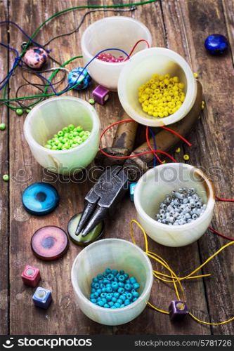 coil,beads and tools for needlework