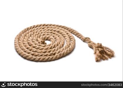 coil of hemp rope isolated on a white background
