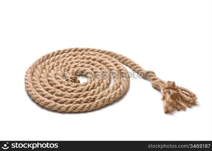 coil of hemp rope isolated on a white background
