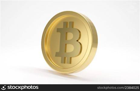 Coin bitcoin on a white background. 3d rendering