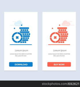 Coin, Ireland, Money Blue and Red Download and Buy Now web Widget Card Template