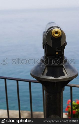 Coin-operated binoculars at an observation point, Sorrento, Naples Province, Campania, Italy